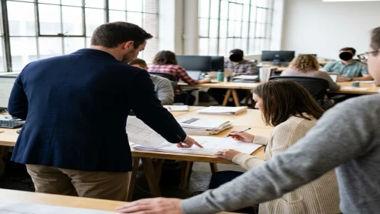  Staff members collaborating in a modern nonprofit office environment