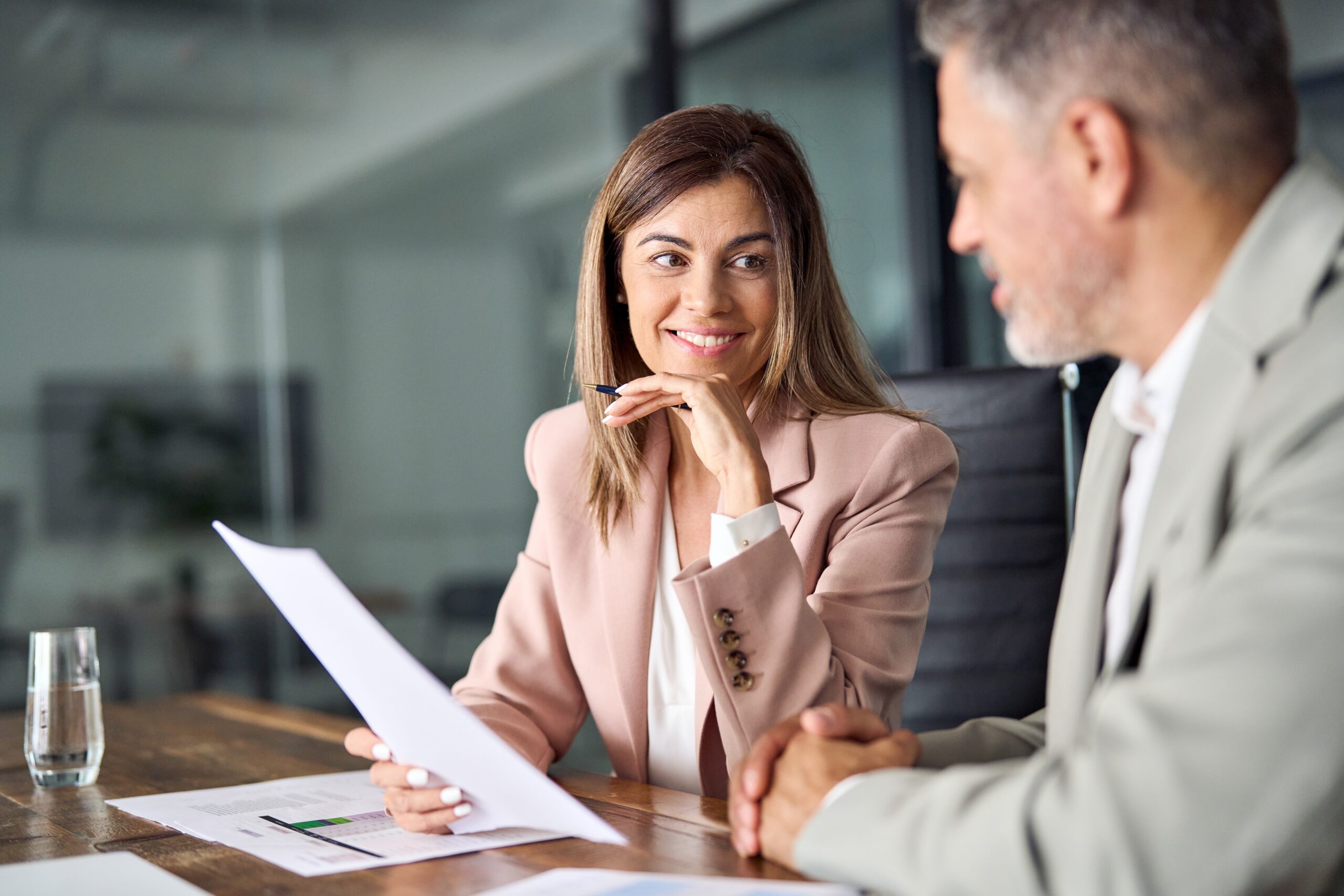 A 501c3 attorney speaks with a client.